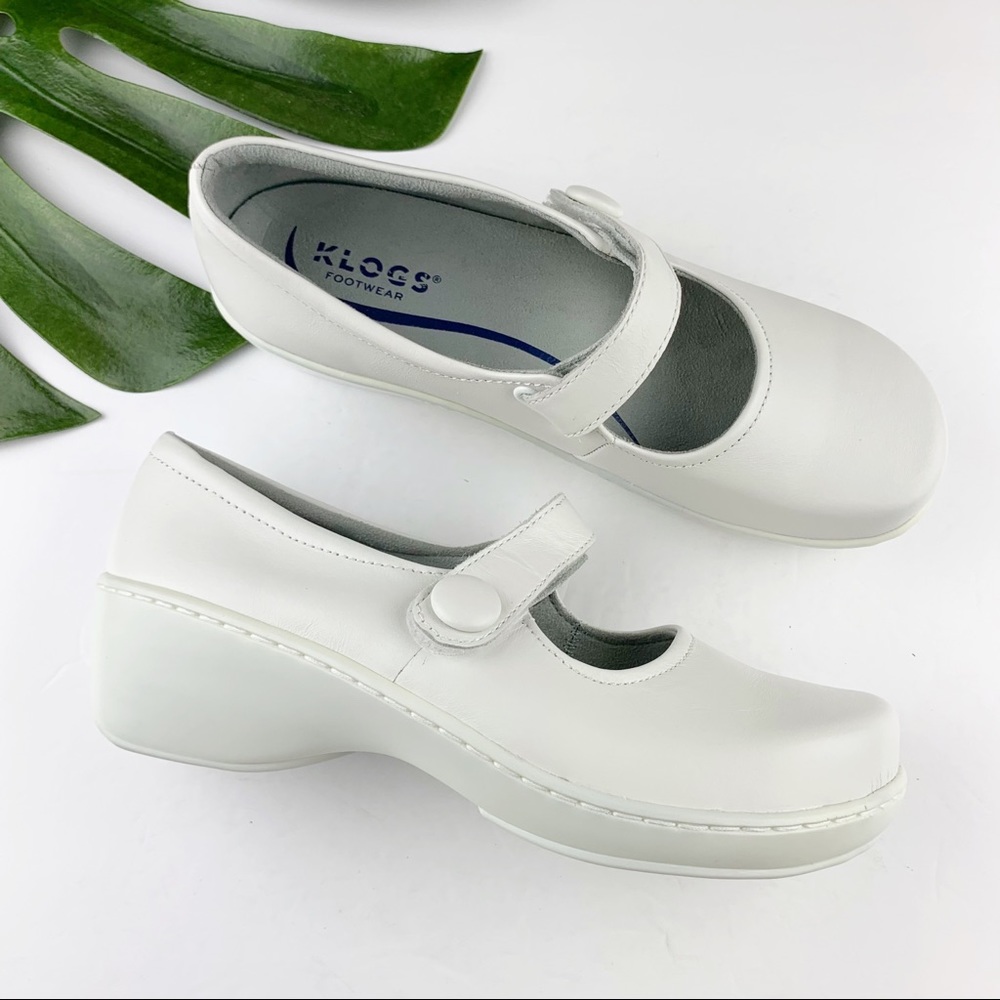 Klogs Footwear Mary Jane Clogs Comfort Shoes Adjustable Strap White 10